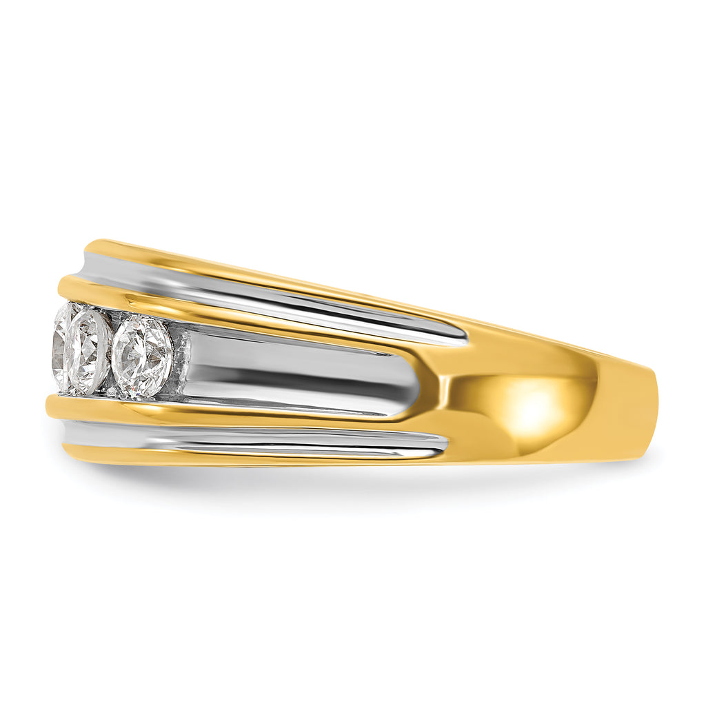 14k Polished and Grooved Mens Channel Ring Mounting, Mounting Only - Sophia Jewelers