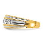 14k with White Rhodium Men's Polished and Grooved 1 Carat AA Quality Diamond Ring - Sophia Jewelers
