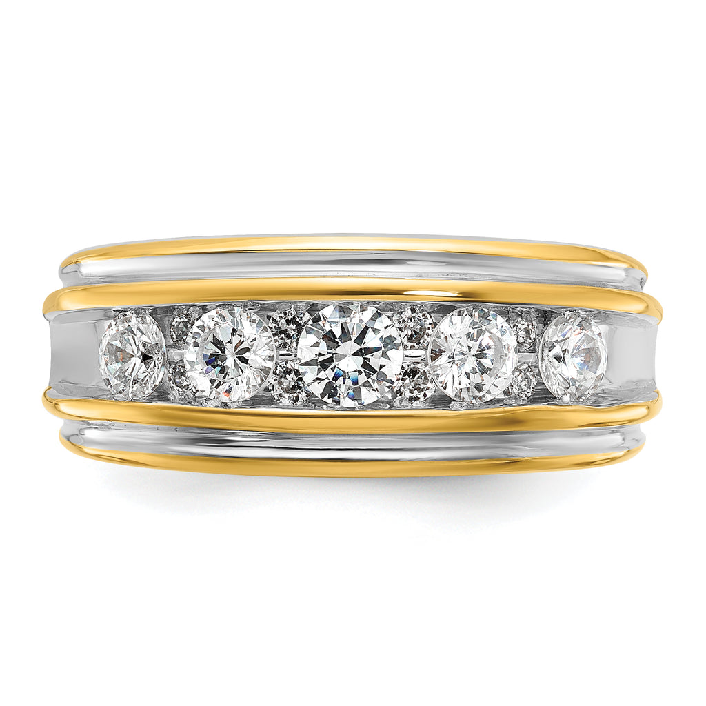 14k Polished and Grooved Mens Channel Ring Mounting, Mounting Only - Sophia Jewelers