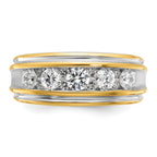 14k Polished and Grooved Mens Channel Ring Mounting, Mounting Only - Sophia Jewelers