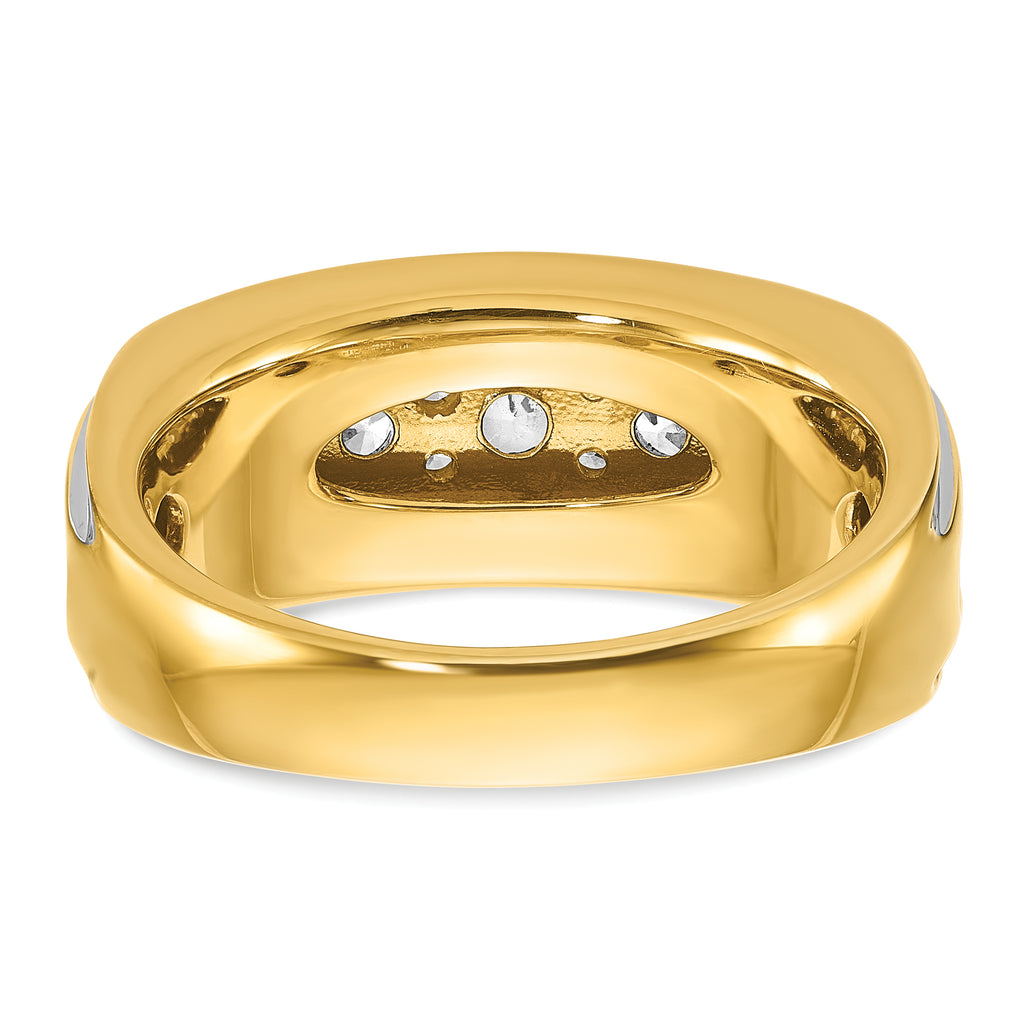 14k Polished and Grooved Mens Channel Ring Mounting, Mounting Only - Sophia Jewelers