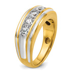 14k with White Rhodium Men's Polished and Grooved 1 Carat AA Quality Diamond Ring - Sophia Jewelers