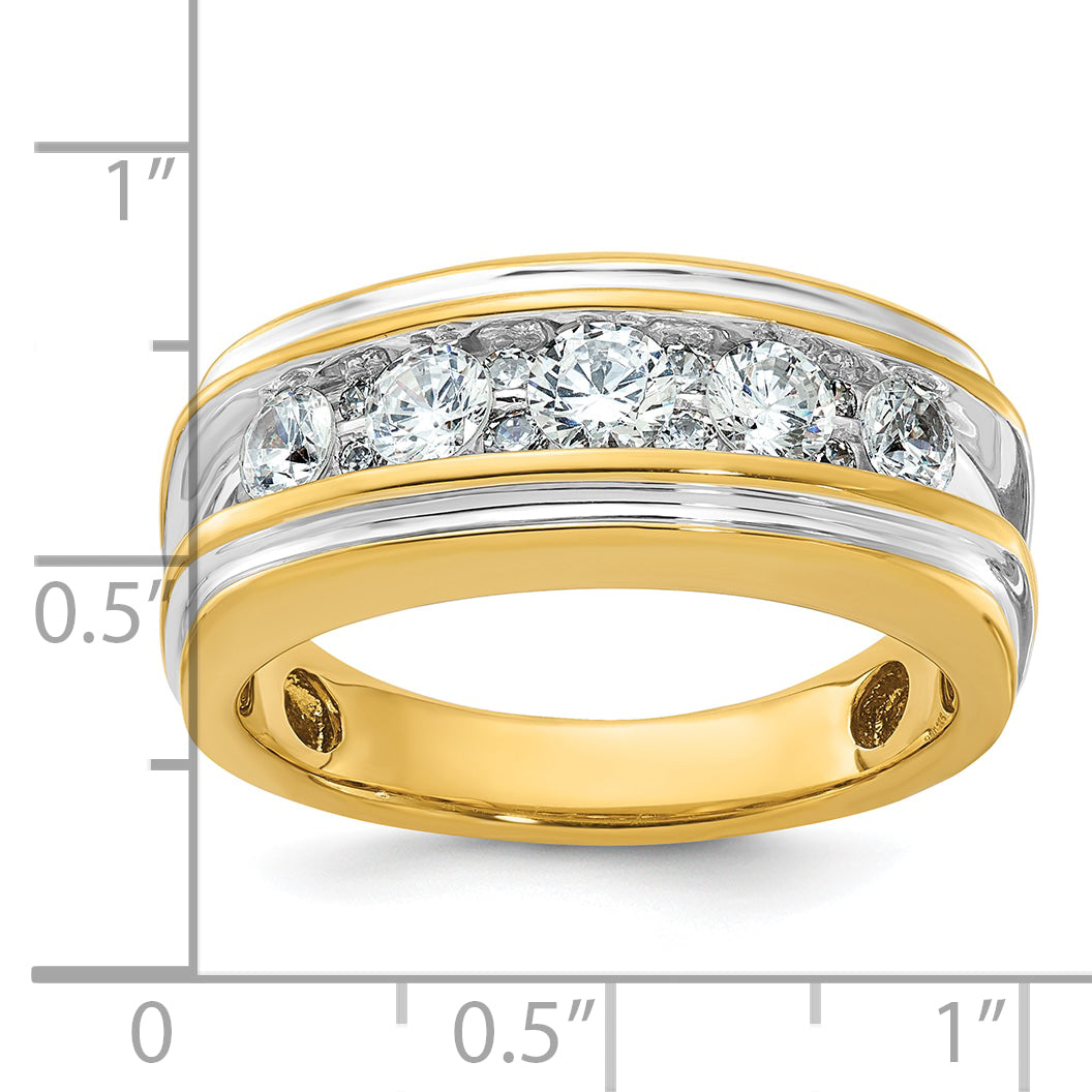 14k Polished and Grooved Mens Channel Ring Mounting, Mounting Only - Sophia Jewelers
