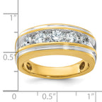 14k with White Rhodium Men's Polished and Grooved 1 Carat AA Quality Diamond Ring - Sophia Jewelers