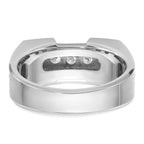 14k Two-tone Men's Polished and Grooved 5-Stone Ring Mounting, Mounting Only - Sophia Jewelers
