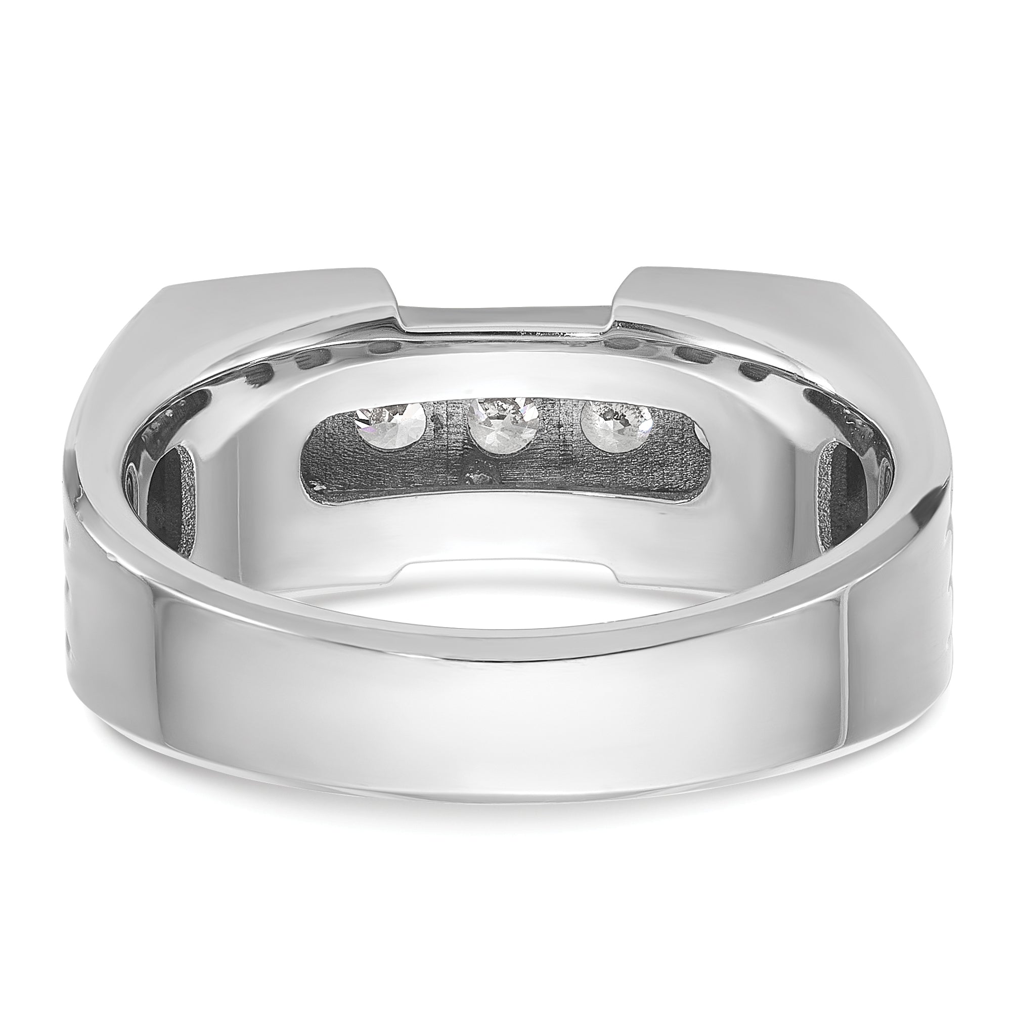 14k Two-tone Men's Polished and Grooved 5-Stone Ring Mounting, Mounting Only - Sophia Jewelers