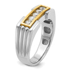 14k Two-tone Men's Polished and Grooved 5-Stone Ring Mounting, Mounting Only - Sophia Jewelers