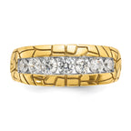 14k Men's Polished and Nugget Texture 7-Stone 1 Carat AA Quality Diamond Ring - Sophia Jewelers