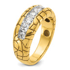 14k Mens Polished and Nugget Texture 7-Stone Ring Mounting, Mounting Only - Sophia Jewelers