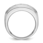 10k White Gold Men's Polished and Grooved 2 Carat A Quality Diamond Ring