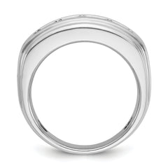 10k White Gold Men's Polished and Grooved 2 Carat A Quality Diamond Ring