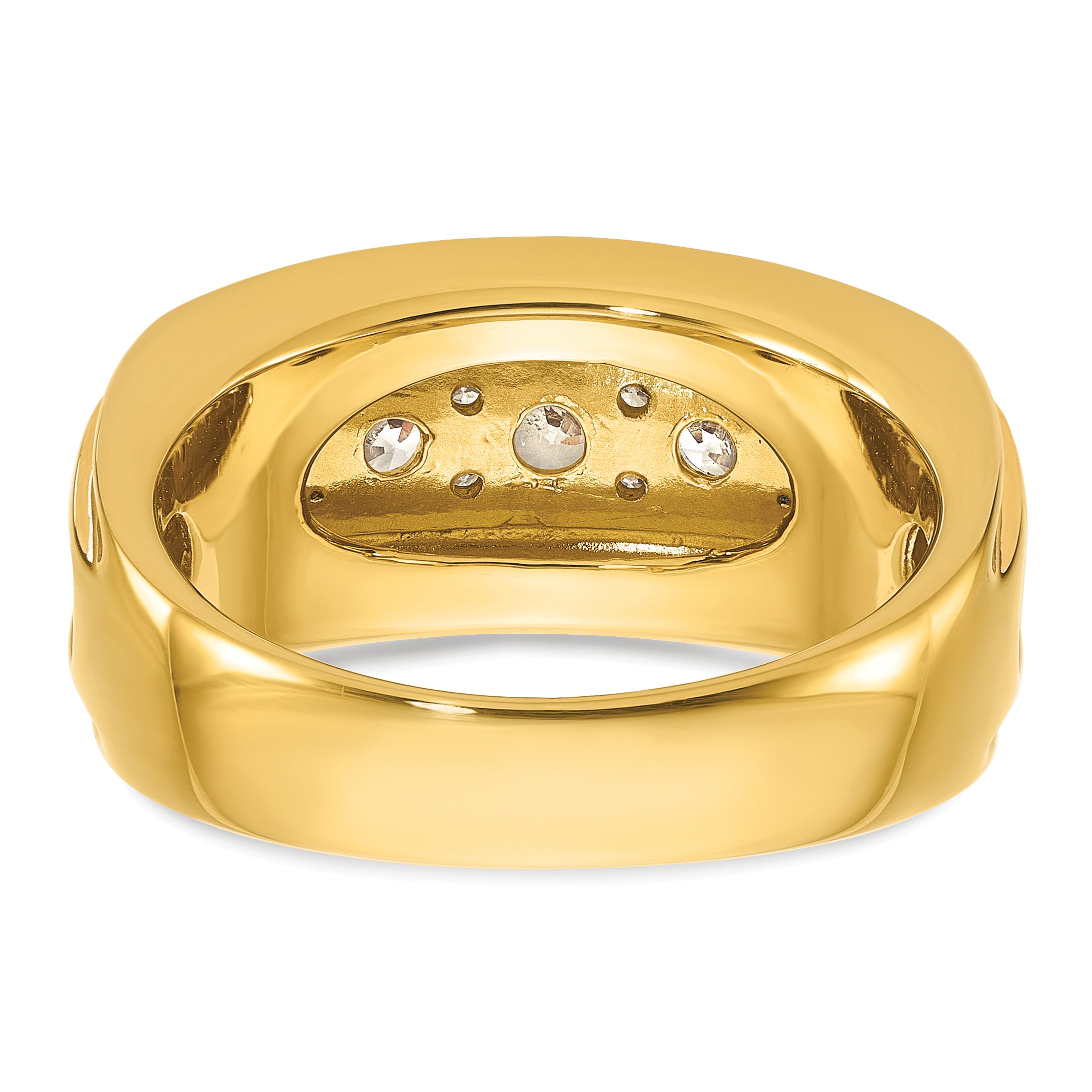 10k with White Rhodium Men's Polished and Grooved 2 Carat A Quality Diamond Ring