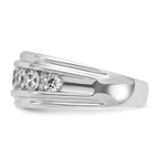 14k White Gold Polished and Grooved Mens 7-stone Ring Mounting, Mounting Only - Sophia Jewelers