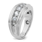 14k White Gold Men's Polished and Grooved 2 Carat AA Quality Diamond Ring - Sophia Jewelers