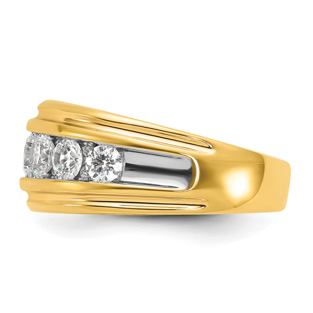 14k Polished and Grooved Mens 7-stone Ring Mounting, Mounting Only - Sophia Jewelers
