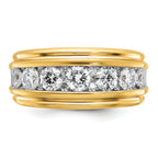 14k Polished and Grooved Mens 7-stone Ring Mounting, Mounting Only - Sophia Jewelers