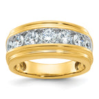 14k with White Rhodium Men's Polished and Grooved 2 Carat AA Quality Diamond Ring - Sophia Jewelers