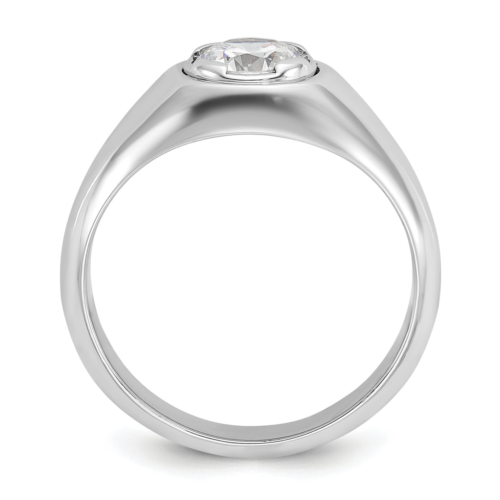 14k White Gold 1 carat Lab Grown Diamond VS/SI+ G+ Round Complete Men's Ring