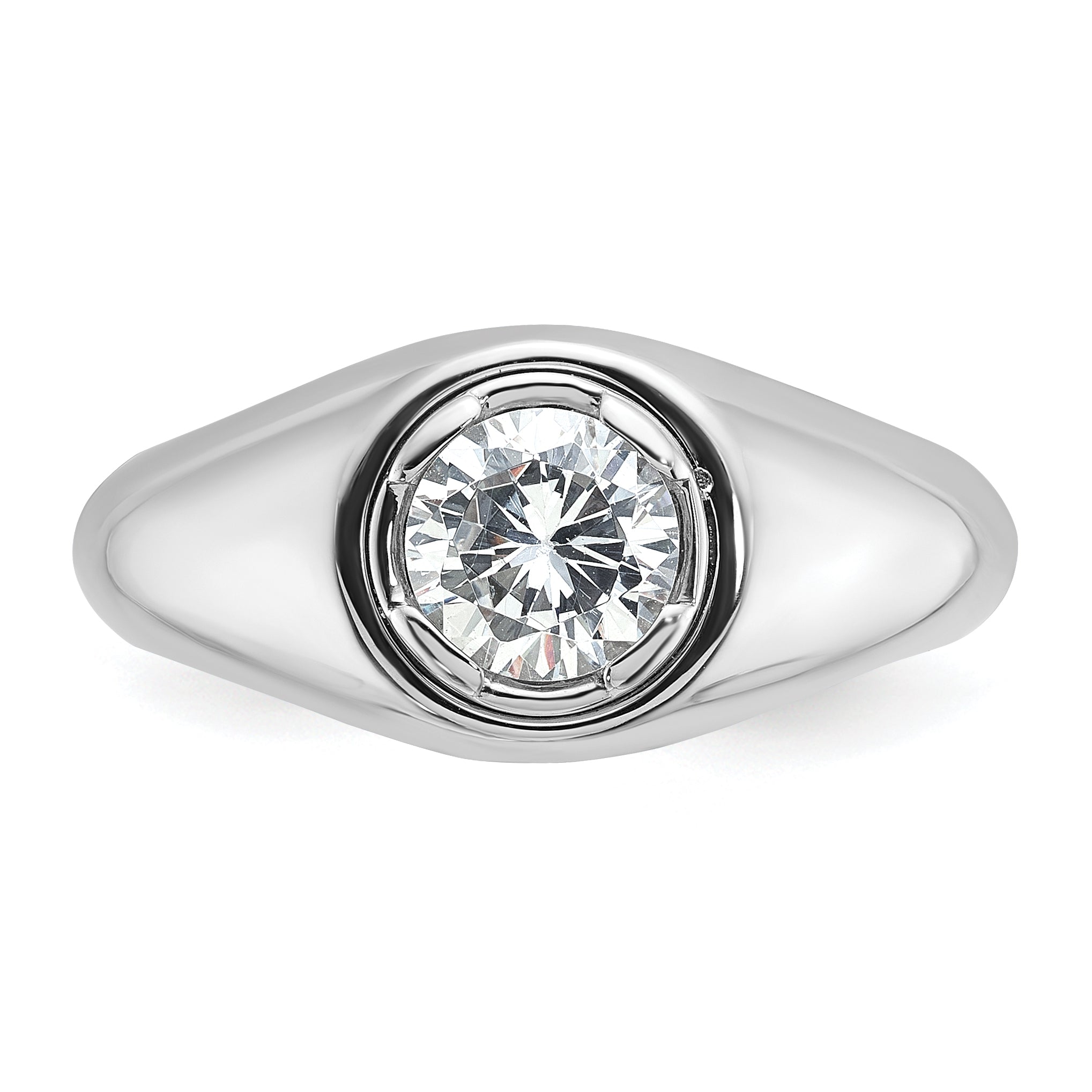 14k White Gold 1 carat Lab Grown Diamond VS/SI+ G+ Round Complete Men's Ring