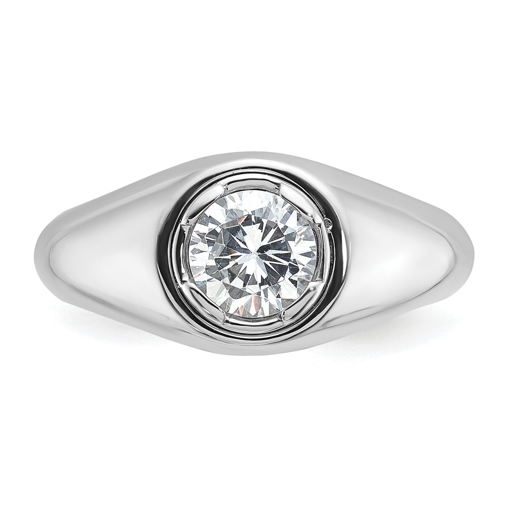 14k White Gold 1 carat Lab Grown Diamond VS/SI+ G+ Round Complete Men's Ring