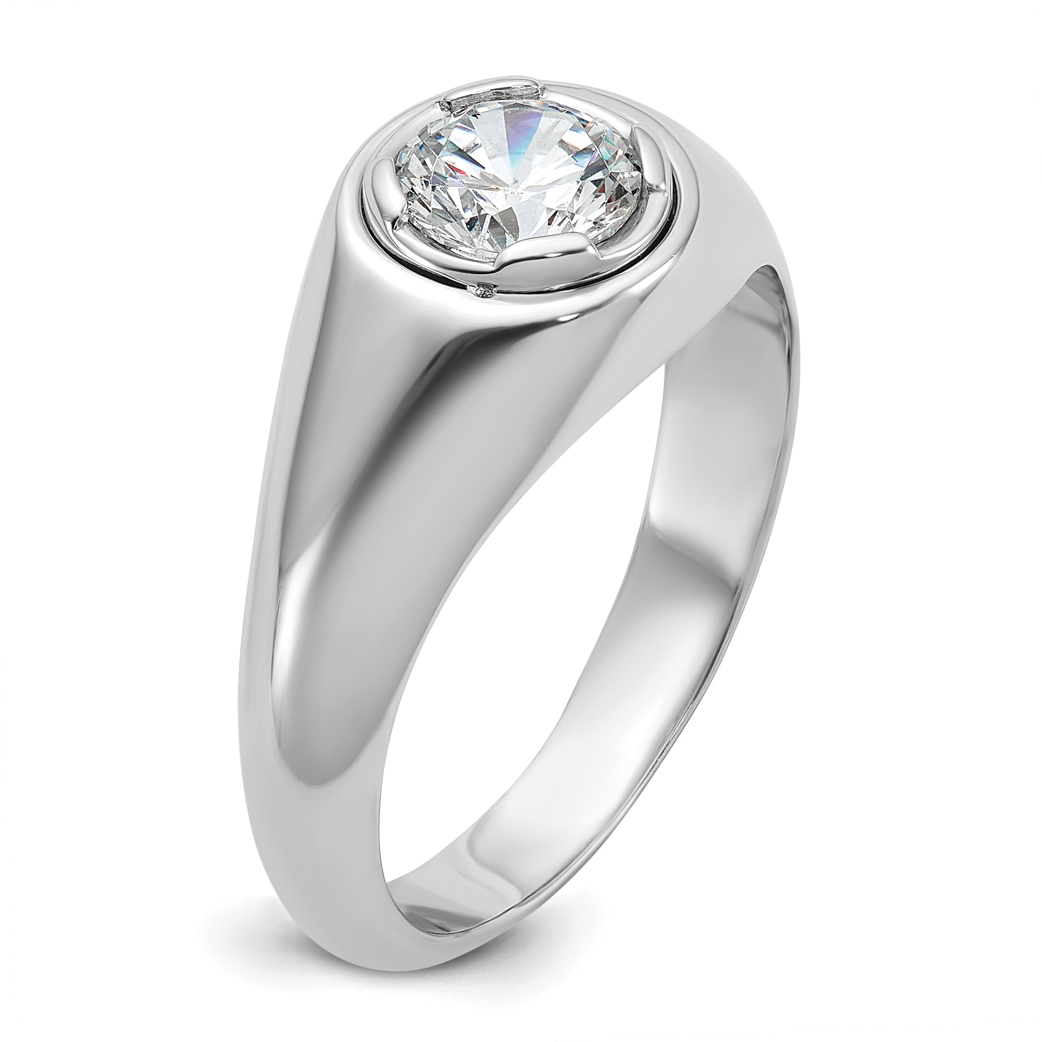 14k White Gold 1 carat Lab Grown Diamond VS/SI+ G+ Round Complete Men's Ring