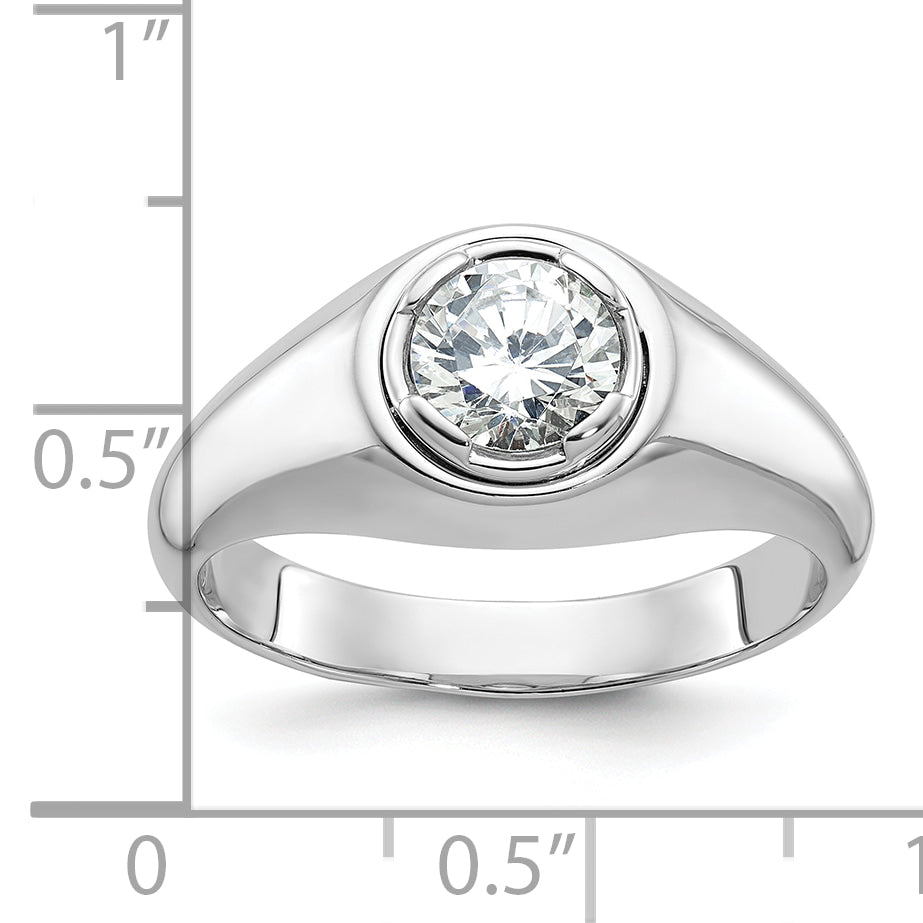 14k White Gold 1 carat Lab Grown Diamond VS/SI+ G+ Round Complete Men's Ring