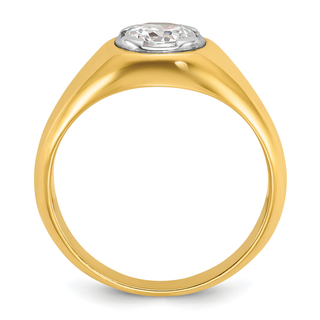 14k 1 carat Lab Grown Diamond VS/SI+ G+ Round Complete Men's Ring