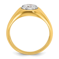 14k 1 carat Lab Grown Diamond VS/SI+ G+ Round Complete Men's Ring