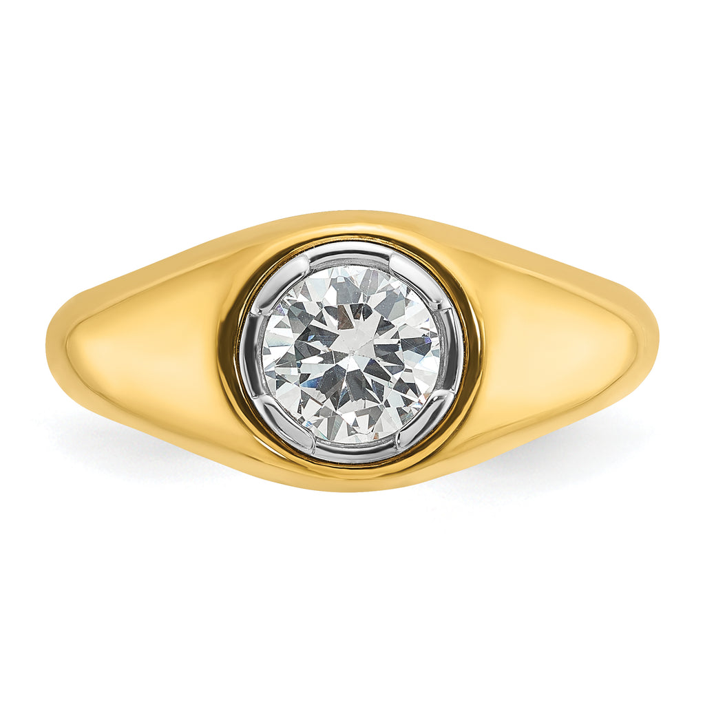 14k 1 carat Lab Grown Diamond VS/SI+ G+ Round Complete Men's Ring