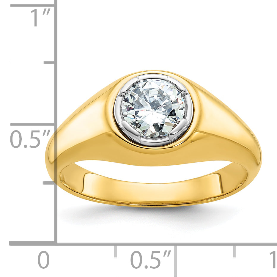 14k 1 carat Lab Grown Diamond VS/SI+ G+ Round Complete Men's Ring