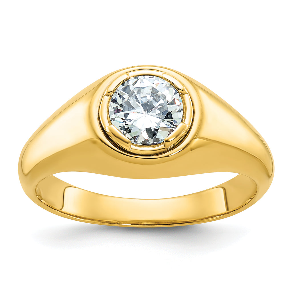 14k 1 carat Lab Grown Diamond VS/SI+ G+ Round Complete Men's Ring