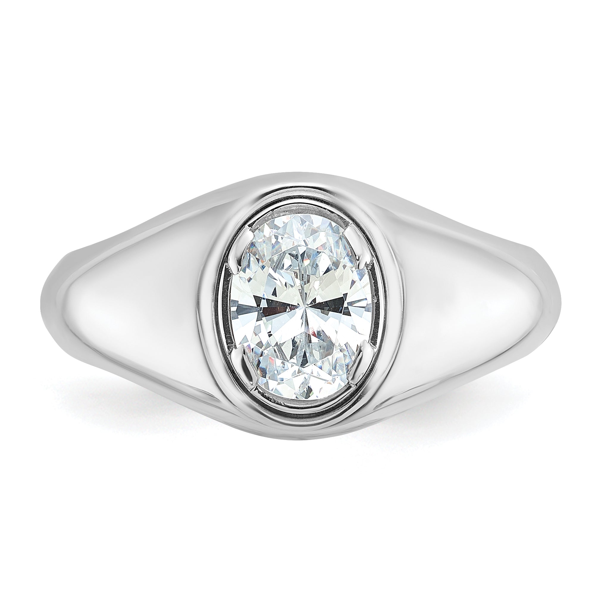 14k White Gold 1 carat Lab Grown Diamond VS/SI+ G+ Oval Complete Men's Ring
