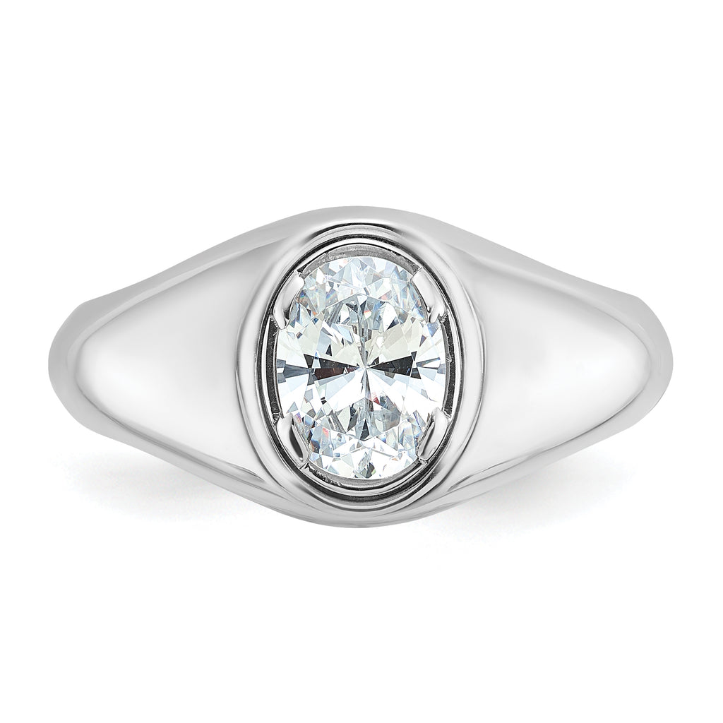 14k White Gold 1 carat Lab Grown Diamond VS/SI+ G+ Oval Complete Men's Ring