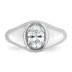 14k White Gold 1 carat Lab Grown Diamond VS/SI+ G+ Oval Complete Men's Ring