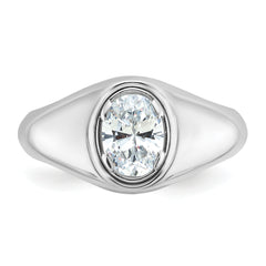 14k White Gold 1 carat Lab Grown Diamond VS/SI+ G+ Oval Complete Men's Ring