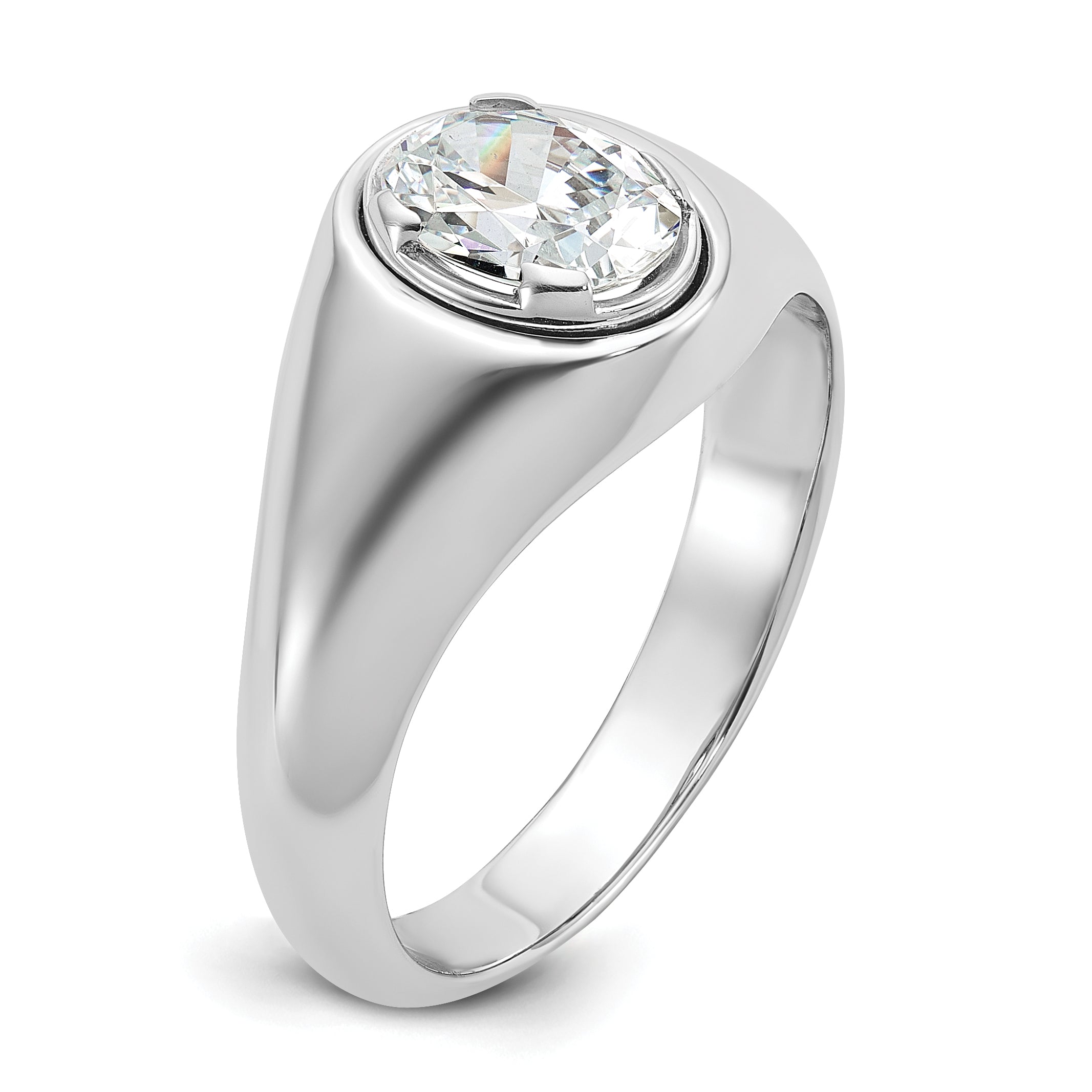 14k White Gold 1 carat Lab Grown Diamond VS/SI+ G+ Oval Complete Men's Ring