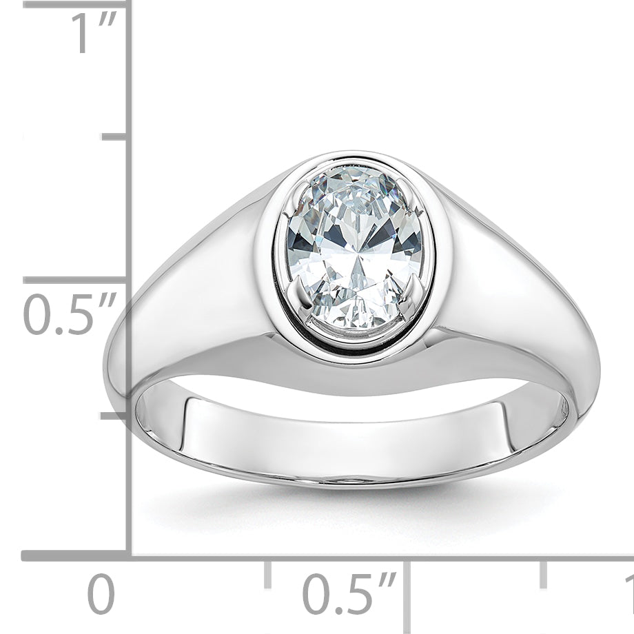 14k White Gold 1 carat Lab Grown Diamond VS/SI+ G+ Oval Complete Men's Ring
