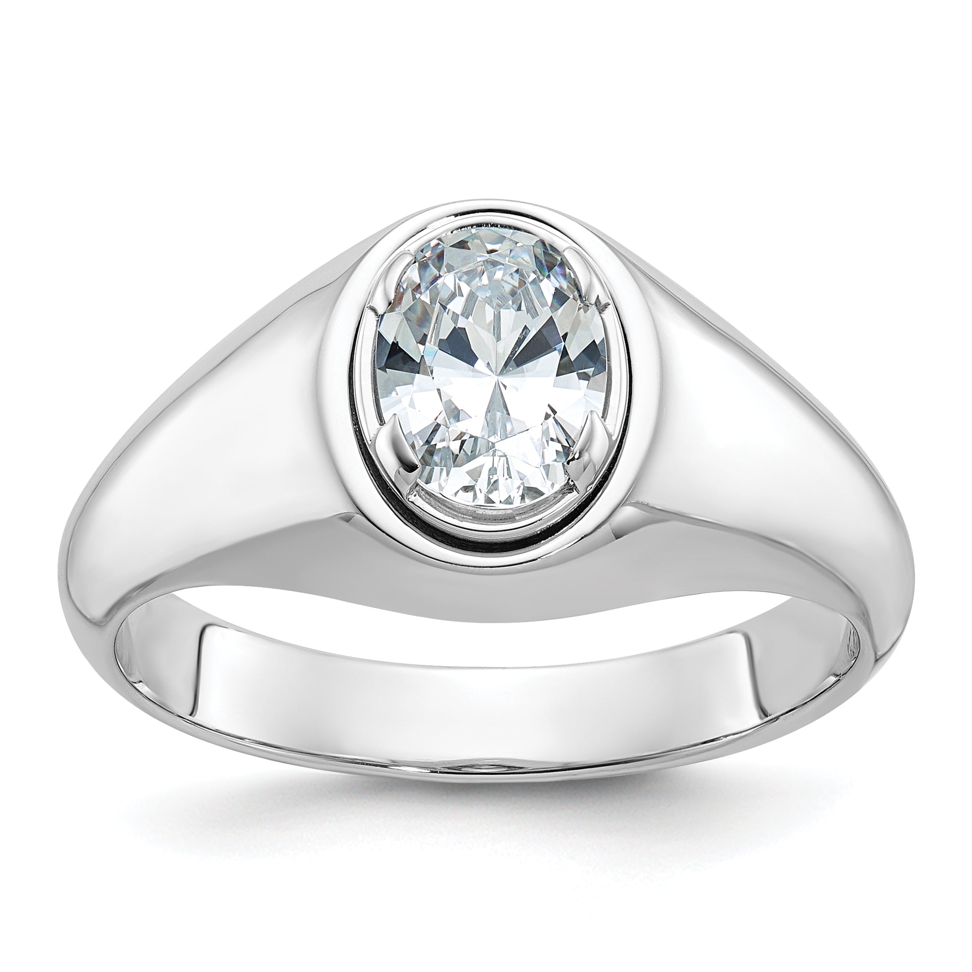 14k White Gold 1 carat Lab Grown Diamond VS/SI+ G+ Oval Complete Men's Ring Main image