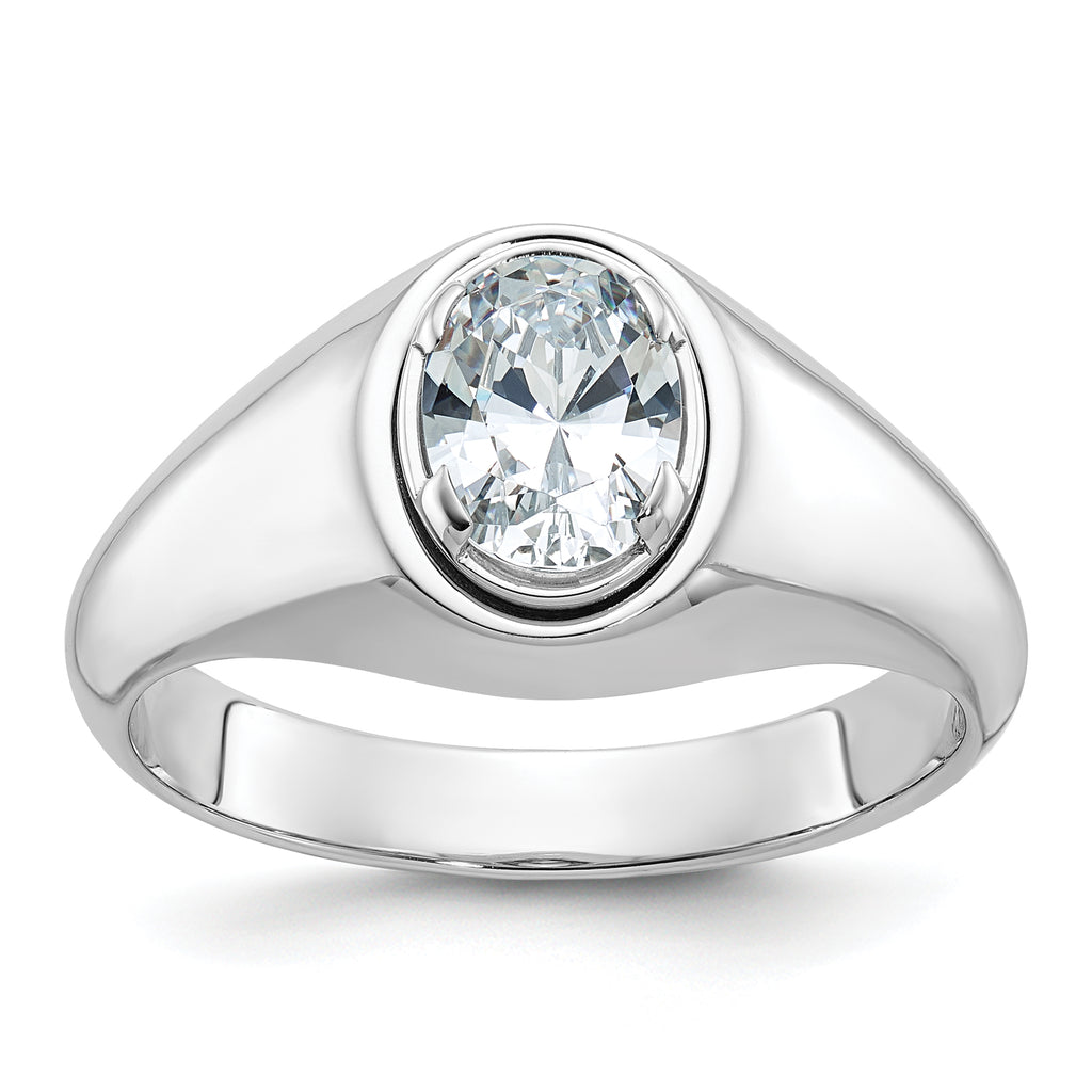 14k White Gold 1 carat Lab Grown Diamond VS/SI+ G+ Oval Complete Men's Ring