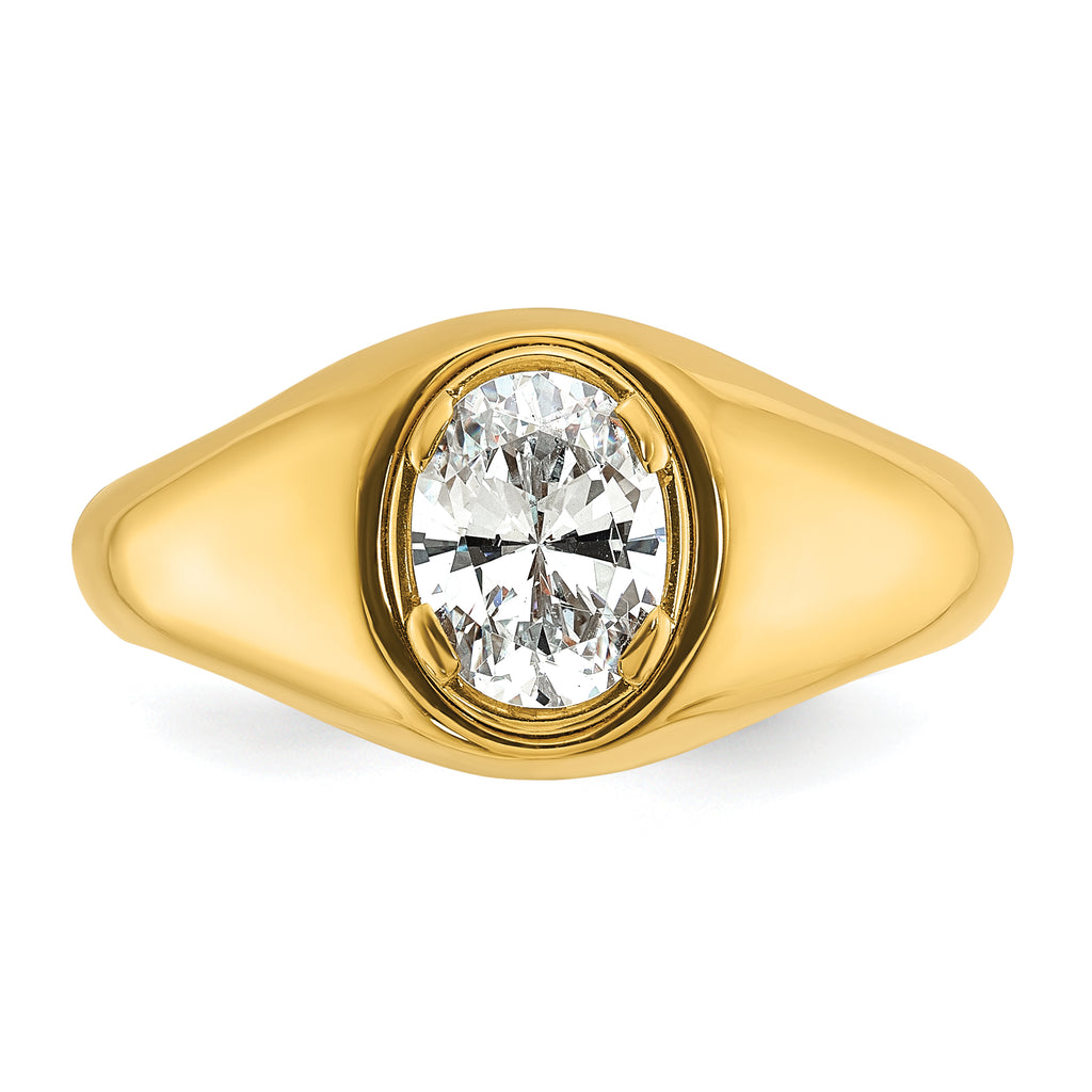 14k 1 carat Lab Grown Diamond VS/SI+ G+ Oval Complete Men's Ring