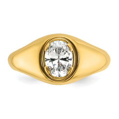 14k 1 carat Lab Grown Diamond VS/SI+ G+ Oval Complete Men's Ring