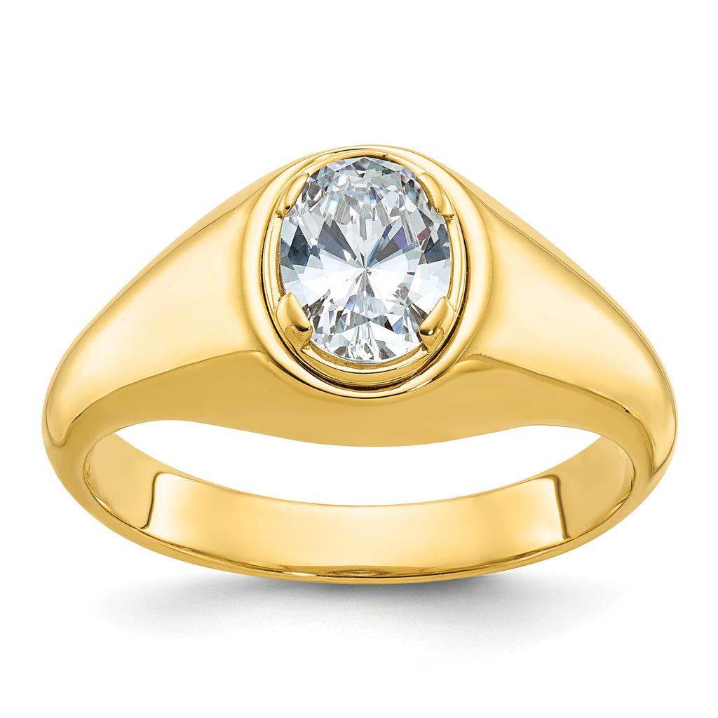 14k 1 carat Lab Grown Diamond VS/SI+ G+ Oval Complete Men's Ring