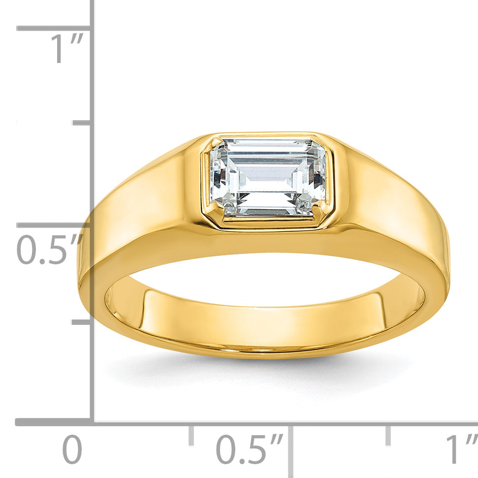 14k Men's Polished Emerald-cut Stone Ring Mounting (No Stones Included) Main image