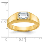 14k Men's Polished Emerald-cut Stone Ring Mounting (No Stones Included)