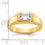 14k Men's Polished Emerald-cut Stone Ring Mounting (No Stones Included)