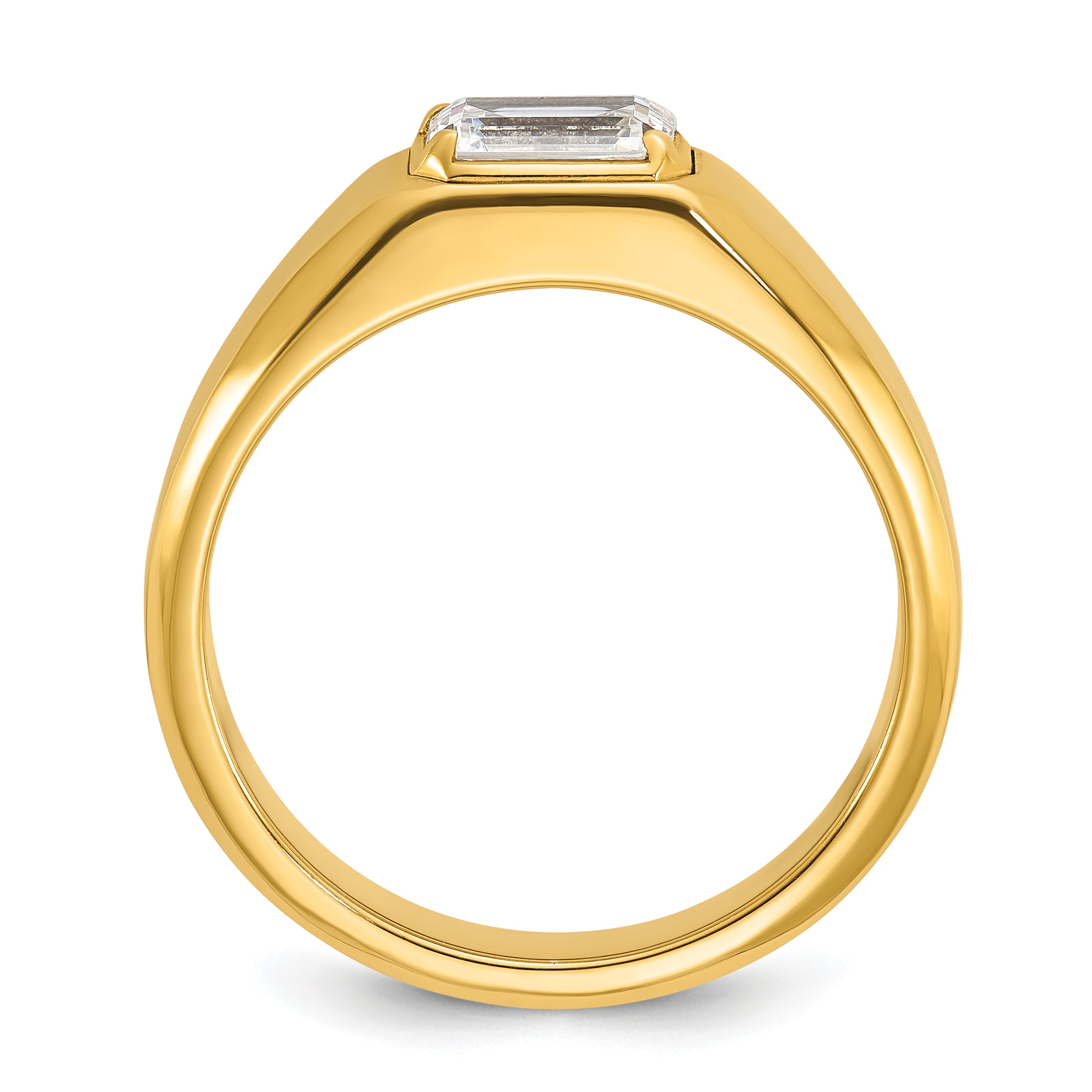 14k Men's Polished 1 Carat Emerald-cut Lab Grown Diamond Ring - Sophia Jewelers