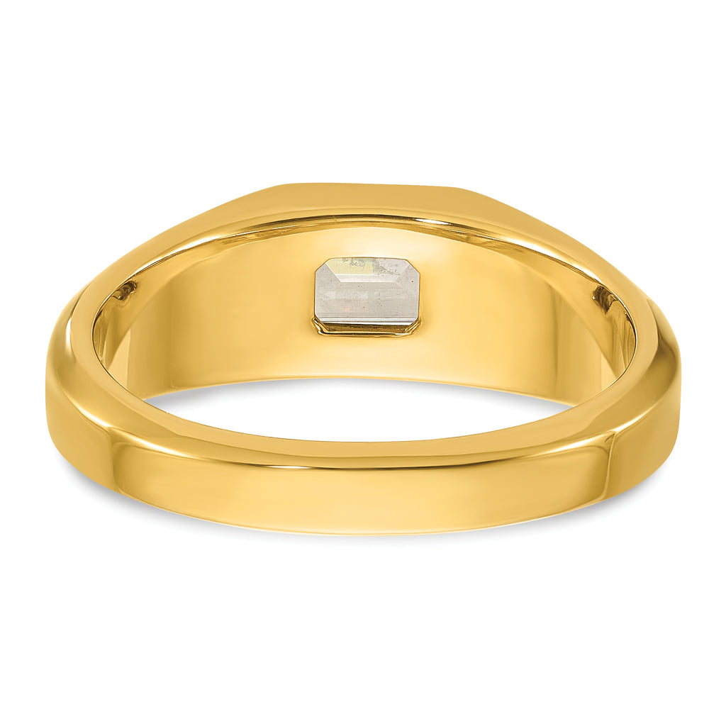 14k 1 carat Lab Grown Diamond VS/SI+ G+ Emerald Complete Polished Men's Ring