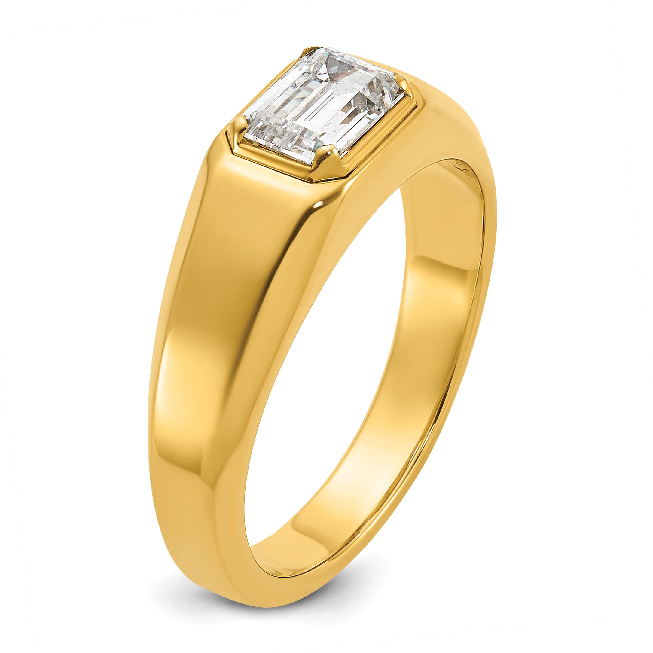 14k 1 carat Lab Grown Diamond VS/SI+ G+ Emerald Complete Polished Men's Ring
