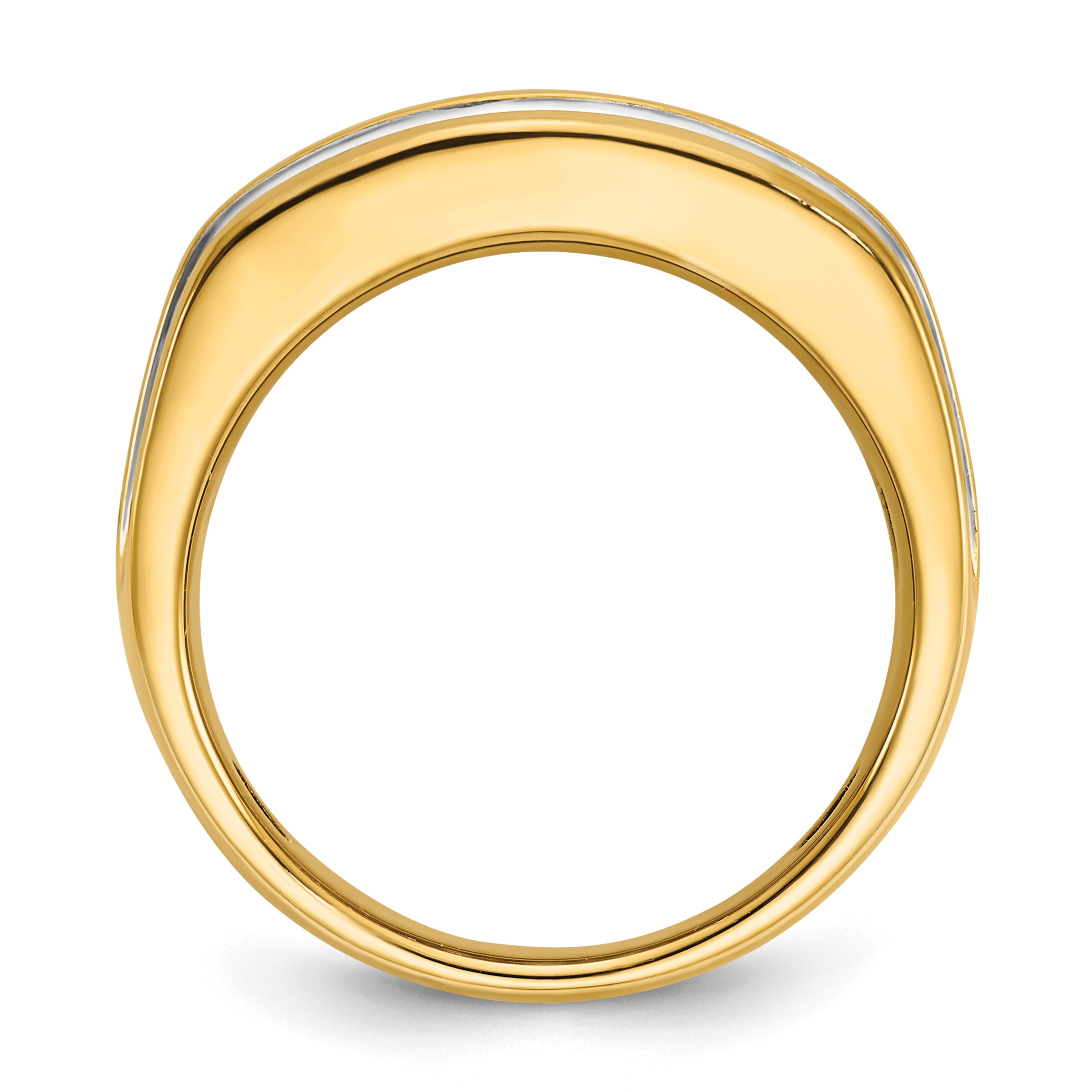 14k with White Rhodium Men's Polished and Grooved 2-Row 2 Carat AA Quality Diamond Ring - Sophia Jewelers
