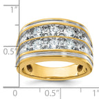 14k with White Rhodium Men's Polished and Grooved 2-Row 2 Carat AA Quality Diamond Ring - Sophia Jewelers